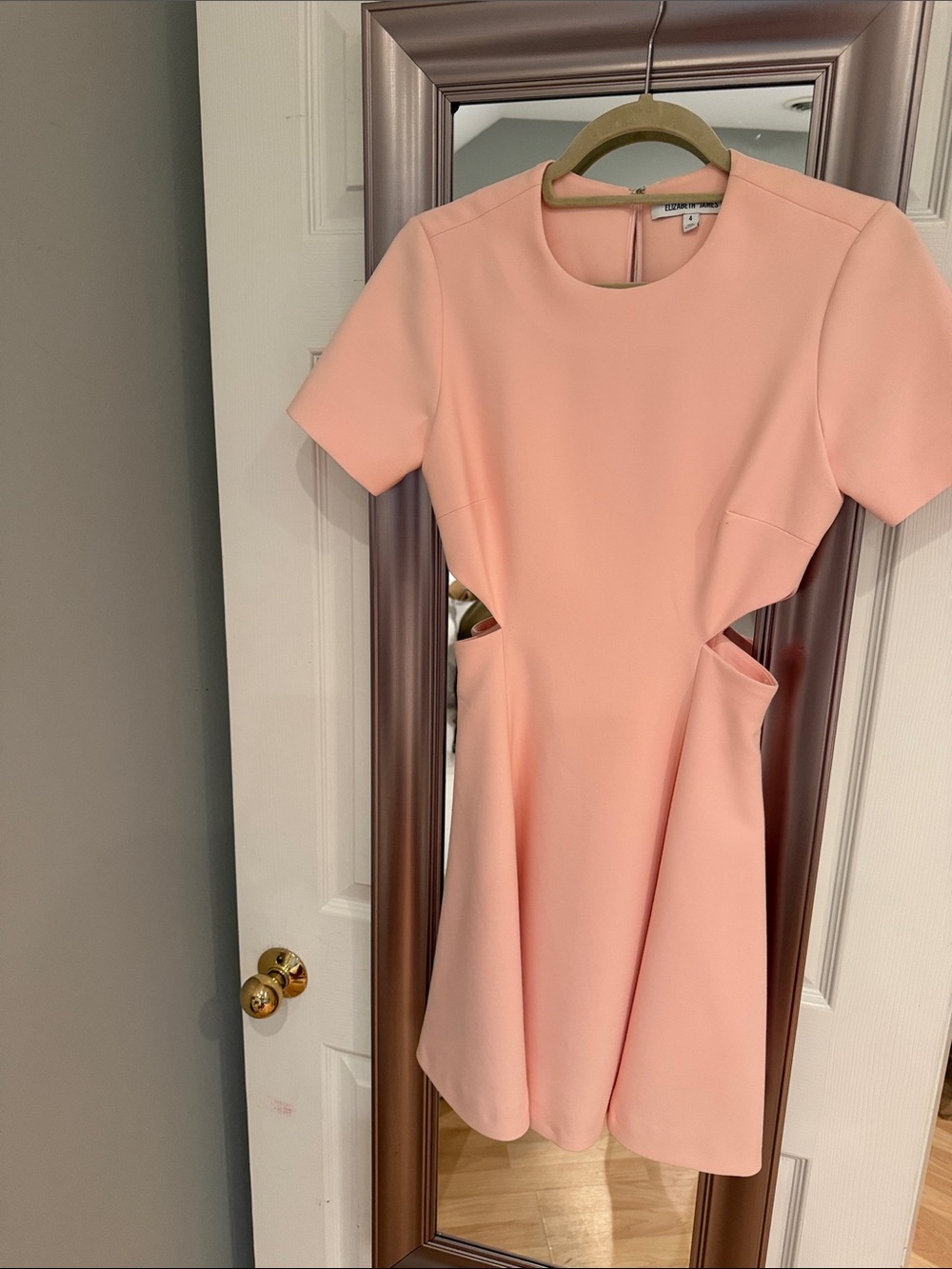 Elizabeth and James Blush Pink Cutout Short Sleeve Midi Dress